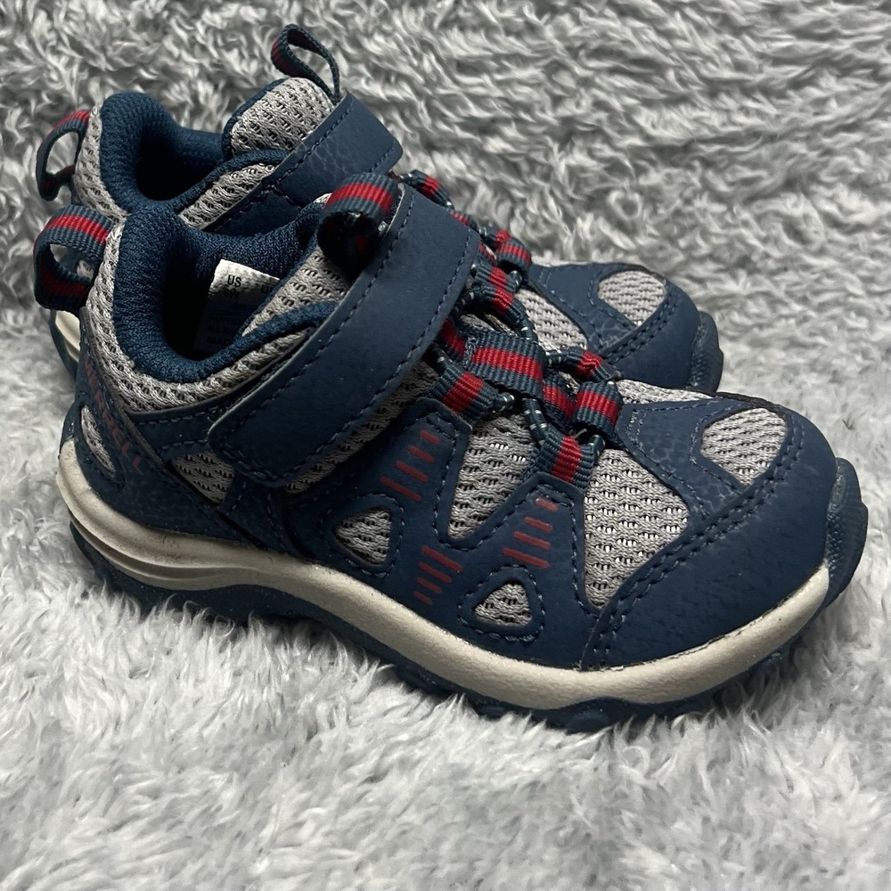 Merrell Navy and Gray Kids Sneakers with Red Accents